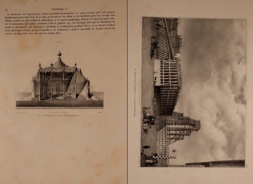 Монферран, Строительство Александрийской колонны, 1836 